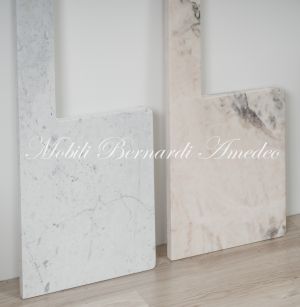 Piani in marmo per mobile bagno arte povera - bianco di Carrara e rosa Portogallo